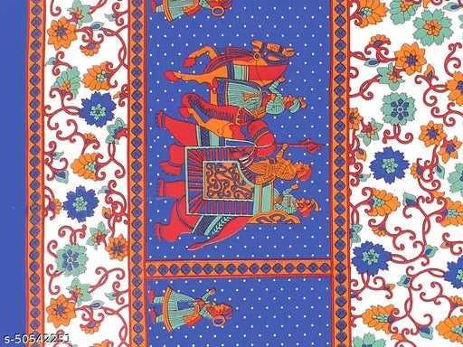 Jaipuri printed cotton single bedsheet & pillow cover, soft, skin-friendly colors, ideal for adults, mild winter