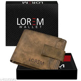 Brown leather men's wallet with 5 compartments, textured pattern, 7 credit card slots, coin box, 2 secret components. Latest design, lightweight, smooth finish, trendy, button closure, India-made