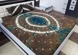 Brown-green Color Nirvana Rajasthani Tie Dye & Bandhani double bedsheet with two pillow covers on display