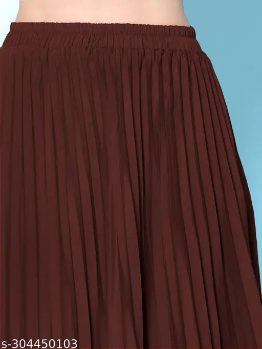 Red wavy skater skirt, women's trendy fashion skirt