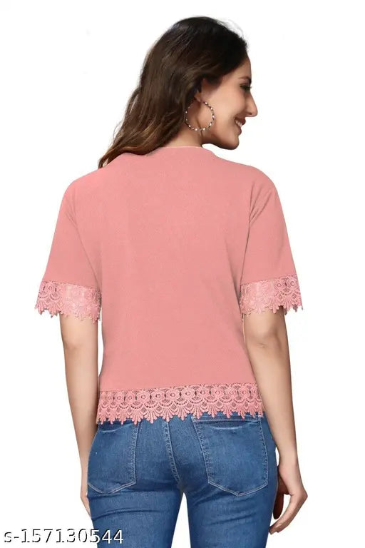 Beige crepe short-sleeve top, beautiful designer women's top, Indian made