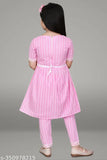 Girls Pink Rayon Naira Dress set (2pc), A-line pyjama style with embroidered pattern, perfect for party, casual, festive, or wedding wear in sizes 5-6, 6-7, 7-8, 8-9, 9-10 years. Made in India