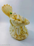Warm white Krishna Vasudev resin idol, traditional Indian art showpiece for living room decoration or corporate gifts