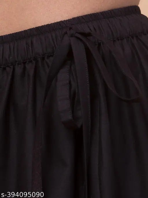 Black cotton flared digital print long skirt with elastic closure, Hive91 brand, perfect for everyday wear