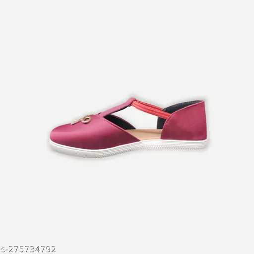 Maroon synthetic ballerinas for women - stylish latest design from Bally Foot, closed back style, India origin