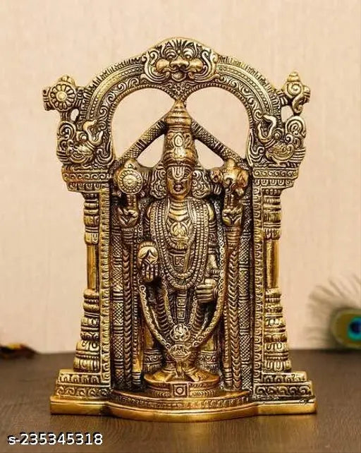 Metal Tirupati Balaji and Shrivenkateshwar murtis (16cm x 24cm x 1.5cm), Indian handcrafted deities for home, temple, office, or gifting, symbolizing luck, happiness, and prosperity