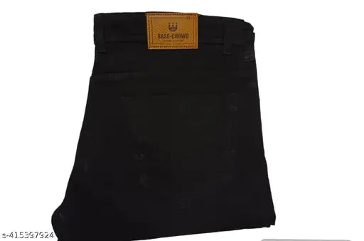 Men's solid denim jeans, size 30, waist 15in, length 40in, hip 11in. Indian-made durable denim workwear for men