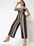 Sleeveless striped printed crepe jumpsuit for women, western wear style from SK Collection, India