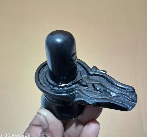 Marble stone Shivling murti, 8cmx7cmx5cm, black Shivling for home, India origin