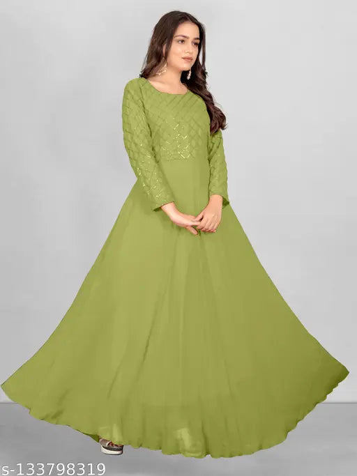 Georgette three-quarter sleeve solid kurti, JANHVI_01 Indian women's fashion