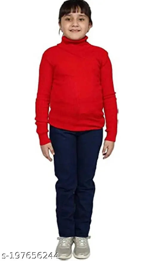 Woolen kids high neck sweater (SANDCHO) for winter fashion in solid color, perfect fit for boys and girls aged 0-15 years