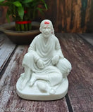 Marble Shirdi Saibaba Idol, 11cm x 9cm x 7cm, hand-washable, for home and car use, made in India