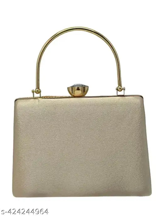 Gold satin clutch with handle