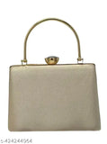 Gold satin clutch with handle