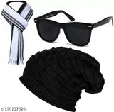 Winter combo: Embellished wool beanie, muffler, and polarized sunglasses for kids (Indian origin)