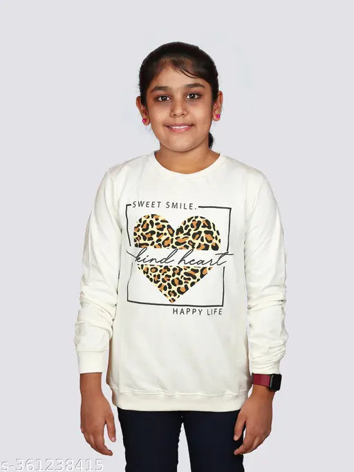 Vertmode Girls cotton sweatshirt, long sleeves, printed net design for kids aged 8-14 years, made in India