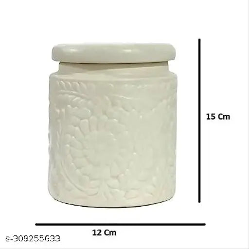 White and pink ceramic floral jar, pickle jar storage container, kitchen spice storage jar, set of 2, 1000 ml