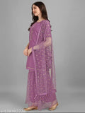 Purple dupatta set with matching kurta and sharara