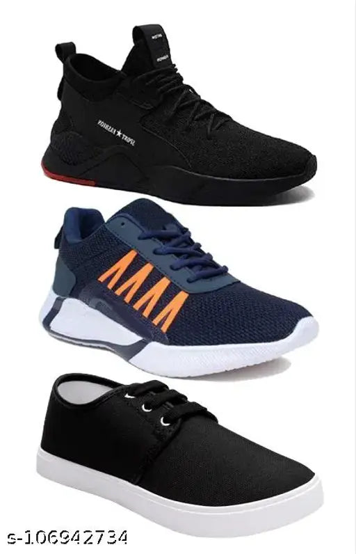 Casual kids sneakers, multicolored pack of 3, canvas material