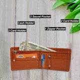 Classic yellow PU leather men's mini wallet, featuring 6 card slots, 2 compartments, and a coin pocket