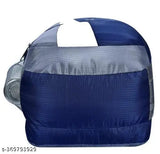 Blue and gray backpack with adjustable straps