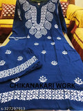 Embroidered rayon kurti and palazzo set with three-quarter sleeves, India-made women's fashion