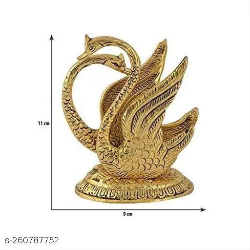 Gold-finished swan napkin holder duck set of 2, metal feng shui decorative showpiece for dining table, handicraft from India