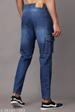 Light blue denim Zaysh men's dyed/washed cargo jeans size 28-36, featuring 6 pockets