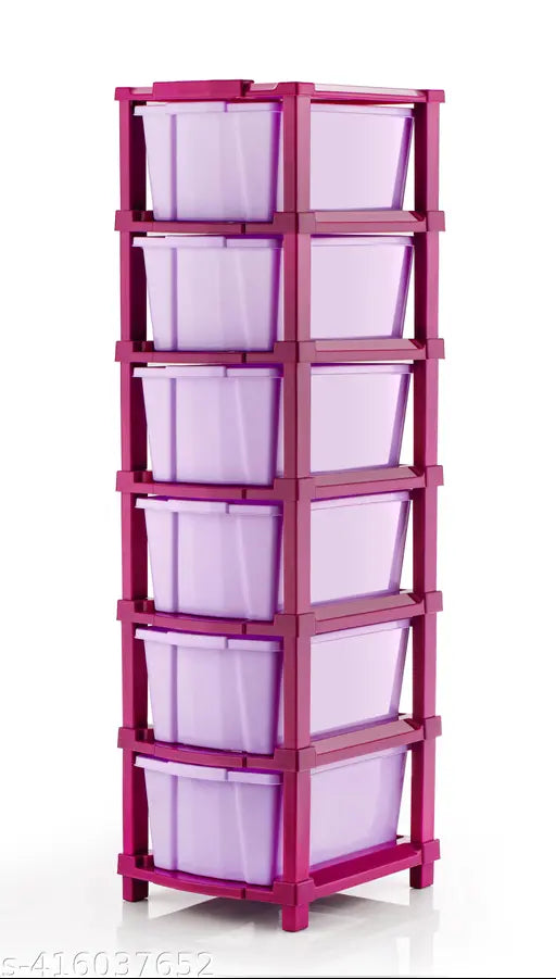 Magenta modular drawer system with 6 compartments