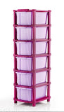 Magenta modular drawer system with 6 compartments