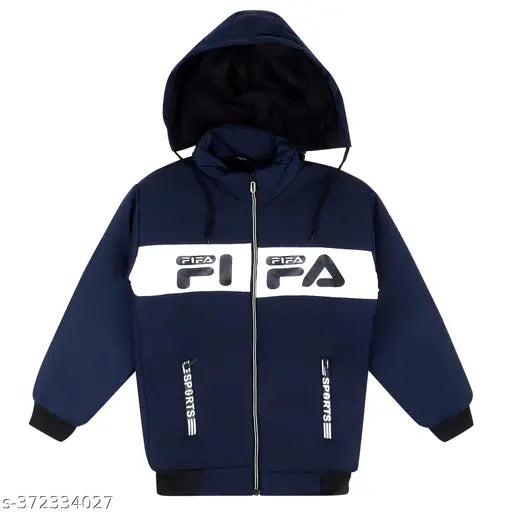 Boys quilted bomber jacket, colorblock design, hoodie style