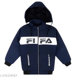 Boys quilted bomber jacket, colorblock design, hoodie style