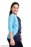 Light blue long-sleeve girls cardigan, zip closure