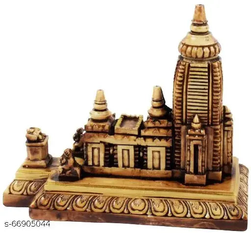 Brown ceramic miniature Jagannath Temple model, Indian handicraft, showpiece for home decor or gift (15cm x 9cm x 18cm)