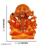 Orange resin Panchmukhi Hanuman Ji statue, 12cm x 15cm x 7cm, Indian Sankat Mochan Hanuman idol for home/office/car pooja