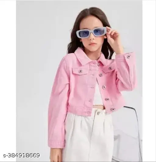 Pink stretchable cotton jacket for kids