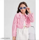 Pink stretchable cotton jacket for kids