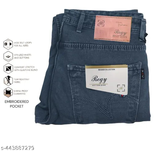 Men's slim fit denim jeans with inseam pocket card, black wash