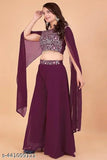 Trendy Georgette sleeveless blouse set, Indian fashion for women, single piece in sizes S & L with waist size 32in/36in and bottom length 40in each