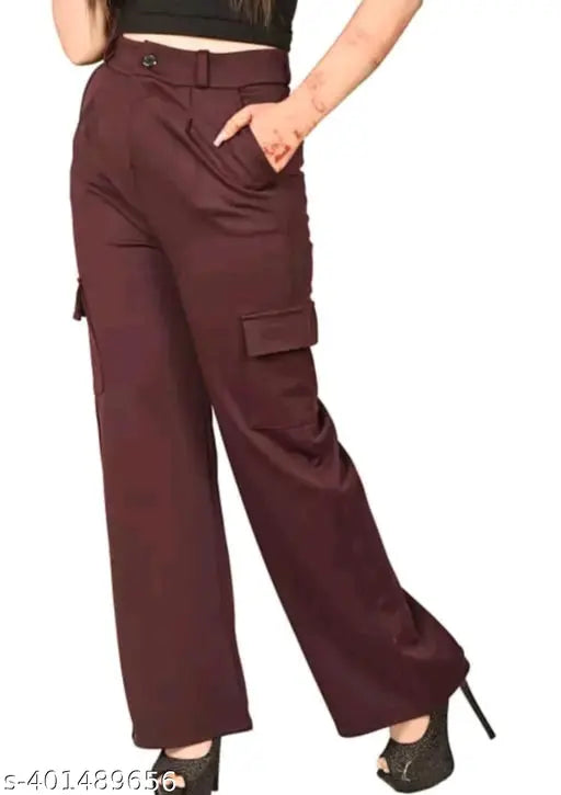 Dark purple cargo trousers for women