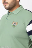 Vibrant plus size colorblocked polo neck T-shirt for men, made of polycotton. Modern take on a classic design, available in XXL, 3XL, 4XL, and 5XL. Made in India