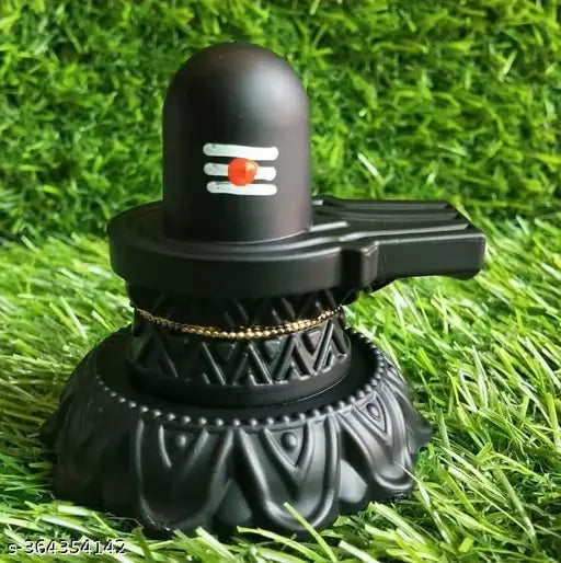 Matt black Shiv Pindi idol, handcrafted from marble dust. Elevate spiritual worship (7cm L x 7cm B x 7cm H)