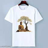 Gautam Buddha printed polyester t-shirt for adults, short sleeves with cultural design [Size: S, M, L, XL, XXL]