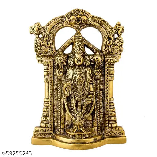 Aluminium Oxide Metal Lord Tirupati Balaji Sri Venkateswara Idol for home decor and temple, 16cm x 24cm x 4cm