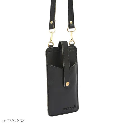 A black spade structured sling bag mobile pouch with a handle