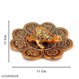 Gold metal tortoise flower plate decorative showpiece for home office gift, 35 cm diameter