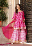 Pink embroidered kurta, sharara set with dupatta