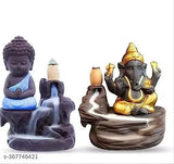 PMR Ganesha Combo: Poly Resin Ganesh Idol, 10cm Backflow Incense Holder with 30 Cones, Indian handcrafted Shiva showpiece
