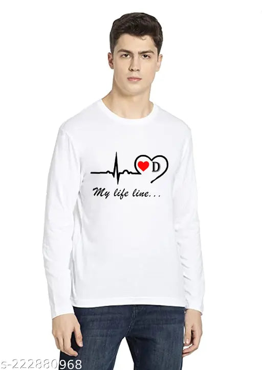 Red polyester long-sleeve 'Lifeline' Valentine t-shirt, printed with love design - great couples gift