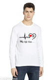 Red polyester long-sleeve 'Lifeline' Valentine t-shirt, printed with love design - great couples gift